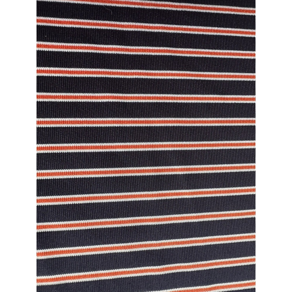 IZOD GOLF Polo Shirt Mens M Short Sleeve Casual Striped Orange Navy Collared EUC - Picture 2 of 11